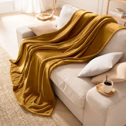 Kuscheldecke Polarflausch | senfgelb