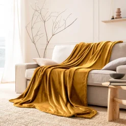 Kuscheldecke Polarflausch | senfgelb